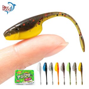 Rosewood Crappie Minnow Shad Soft Baits 5cm Ajing Worm Fishing Lure Willow Tail TPR Floating Drop Shot Ocean Rock Fishing Tackle