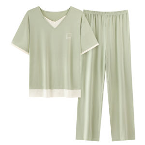 Bộ đồ ngủ nữ MiiOW làm bằng vải cotton ngắn tay quần dài mặc ngoài được