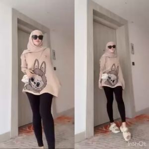 SJM BLOUSE LABUBU KNIT RAJUT OVERSIZED LENGAN PANJANG IMPORT BKK