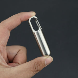 Portable Portable Mini Small Medicine Bottle Creative Waterproof Moisture-Proof Metal Sealed Bin with Hanging Buckle Stainless Steel Small Medicine Box