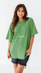 Baju Kaos Wanita Oversize Jumbo Lengan Pendek Slit Top Basic Polos Viral - Rayona