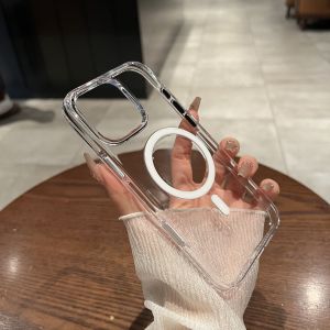 UMJ iPhone 16 pro Max Magnetic Absorption Charging Case Camera Button Protective Shell Transparent Simple Style for Men And Women