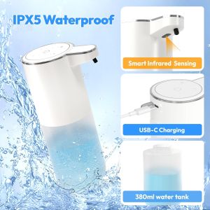 400ML Wall-Mounted or Countertop 4-Levels Adjustable Rechargeable Electric Infrared Automatic Sensor Hand & Dish Soap Dispenser