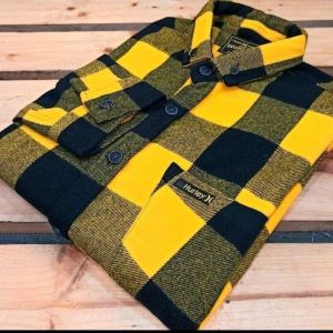 Kemeja Flanel Kuning Lengan Panjang Slimfit Casual Santai Formal Motif Kotak kotak Terbaru M L XL