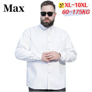 Plus Size XL-10XL Gold Button Mens Classic Black and White Loose Business Shirt