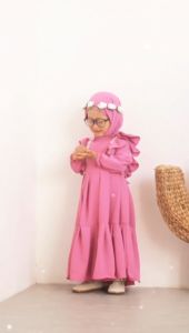 Akmal Set Hijab Gamis Anak Cringkle Premium Air Flow Kode 30