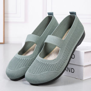 Summer New Old Beijing Cloth Shoes Womens Shoes Shallow Mouth Slip-on Mom Shoes Hollow out Soft Bottom Middle-Aged and Elderly Breathable Shoes