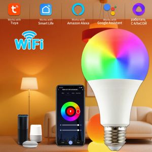 Tuya RGB LED Light Bulbs Smart WiFi E27 Smart Lamp 220V 110V 10W 15W 20W Lamp Smart Life APP Google Assisatnt Voice Control