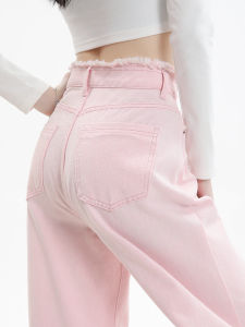 QIAOMIDUO | Spring Summer Womens High Waist Wide Leg Straight Cut Light Blue Jeans Casual Comfortable Breathable Cotton Trousers