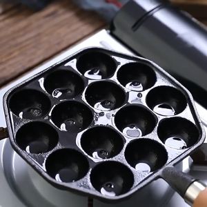 14 Holes Octopus Meat Ball Mold Nonstick Cast Iron Takoyaki Pan With Handle For Home Pancake Baking