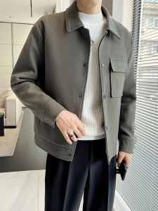 Autumn Winter Mens Woolen Jacket Casual Fashionable Light Maturity Style Short Coat Polyester Fiber Anti-Wrinkle Process