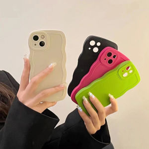 New Wavy Edge Simple Solid Color Phone Case Compatible For iPhone 11 7 8 Plus 12 13 Pro Max X XR XS MAX 7Plus 8Plus Candy Color Shockproof Camera Protector Back Cover