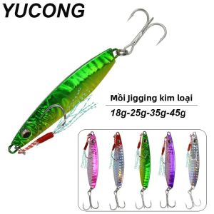 YUCONG Kim Loại Thìa Mồi Câu Cá 18-25-35-45G Trolling Jigging Mồi Ghép Hình Kéo Đúc Nhân Tạo Cứng Duro Cebos Cho Đại Dương Hồ Sông