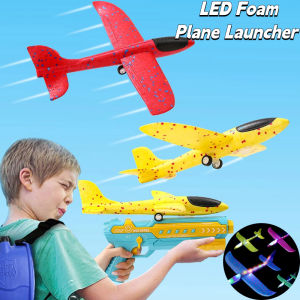 Foam Plane Launcher Airplanes Glider Hand Throw Catapult Plane Toy for Kids Catapult Guns Aircraft Shooting Game Toy