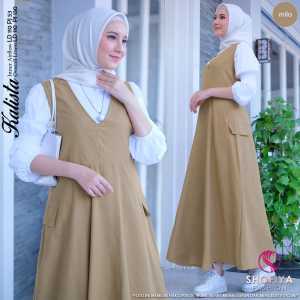 Midi Dress Kalista Overall Set Inner Pakaian Wanita Muslimah Dewasa