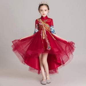 Elegant Chinese Style Childrens Evening Gown Princess Dress for Girls Flower Girl Host Piano Performance Outfit by next Long