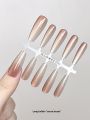 Subtle Gradient Full Cover Nail Tips Cat Eye Design Long Wearing Natural Looking Fake Nails False Toenails Beauty Tools. 