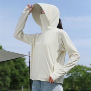 Womens Professional Sun Protection Clothing Ice Silk Summer UV Protection Breathable Large Brim Hat Outerwear UPF50+