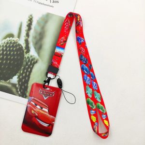 Disney Cars Credential Holder สายคล้องคอสําหรับ Key ID Card โทรศัพท์สายผู้ถือป้าย DIY แขวนเชือก Keyrings อุปกรณ์เสริม