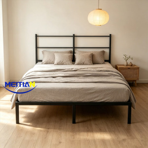 MEITIAN Metal Bed Frame High Load Bearing Classic Single/Queen Iron Bed Black White 7 Size Available