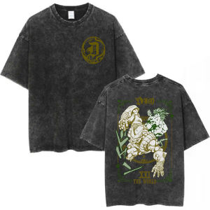 Bandai | Anime JoJo Bizarre Adventure Washed T-shirt Steel Ball Run Men Women Clothing Cotton Casual Summer Retro Harajuku Tees