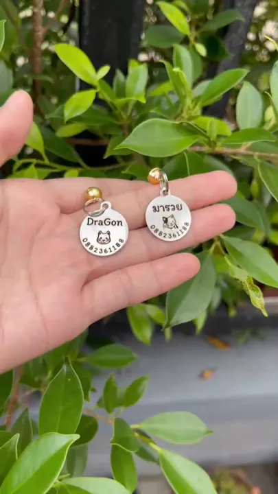 Pet Tag ขนาดเหรียญ1บาท สำหรับสัตว์เลี้ยงเล็ก พร้อมสลักฟรี