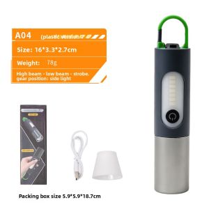 LED Flashlight Type-C Rechargeable Aluminum Alloy Telescopic Zoom Mini Portable Torch for Home Outdoor Camping Emergency Use