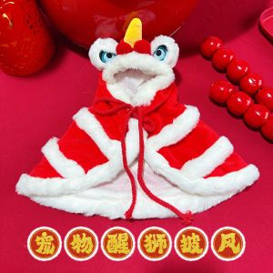 Cat Lion Dance Clothing Dog New Year Greeting Hood New Year Cloak Pet Lion Dance Clothing New Year Pet Costume Cloak Robe