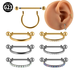 1PC ASTM F136 Titanium Ear Daith Rook Lobe Barbell Micro Zircon Hoop Earring Gold Plated Cartilage Piercing Jewelry
