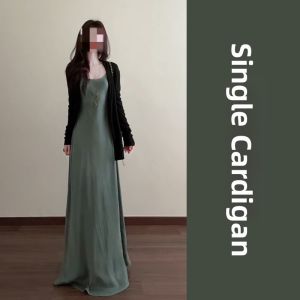 LIRUSHAN | Stylish French Green Halter Backless Long Dress