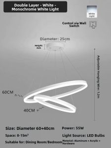 Simple Modern Three Ring Chandelier