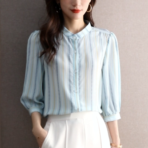 Summer Fashion Striped Blouse Casual OL 3/4 Sleeve Korean Shirt Tops For Women Clothes