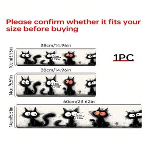 VIKAMA Art Black Cat Print Faucet Drying Mat Waterproof Quick Dry Non Slip Cutout Tap Pad Kitchen Bathroom Counter Protector