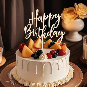 YOMDID Happy Birthday Cake Topper Wooden Happy Birthday Cake Topper Cake Decoration for Birthdays Parties Christmas Decorations