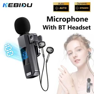 KEBIDU | KEBIDUMEI Lavalier Microphone With Bluetooth Headset HD Calling Noise Canceling LED Power Digital Display Wireless Mic Headphone