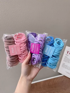 Set 50 / 100 Dây Buộc Tóc Co Giãn Tốt Màu Sắc Ngọt Ngào Phong Cách Hàn Quốc Cho Bé Gái