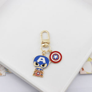Hot Toys | 4pcs SpiderMan IronMan Captain America Metal Keychain Kawaii Bag Pendant Accessories Cartoon Toys Gold Color Gift