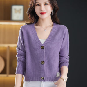 ฤดูใบไม้ผลิ ฤดูใบไม้ร่วง ถักสั้น ขนสัตว์ คาร์ดิเกน ผู้หญิงขนาดเล็ก เอว คาร์ดิเกน มีสไตล์ กระโปรง แจ๊กเก็ต อินเทรนด์ เสื้อท่อนบน