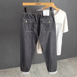 New Mens Straight Leg Jeans Spring Autumn Harlan Loose Fit Long Trousers Large Pocket Design Casual Denim Pants Cotton Polyester Blend