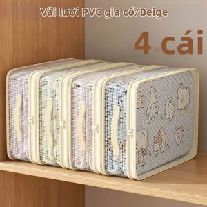 4 Túi Đựng Ga Trải Giường Có Thể Gấp Gọn Với Khóa Kéo Chắc Chắn Chất Liệu PVC Có Thể Đóng Kín Dùng Để Đựng Chăn Mền Và Đồ Dùng Khác Trong Tủ Quần Áo & Tủ Đựng Đồ