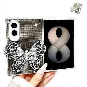 Butterfly Case for Samsung Galaxy Z Fold 8 Ultra/8/7/6 Bling Cover | Pink Rhinestone Crystal Design Sparkle Glitter Protection Cute Shockproof Style for Women & Girls