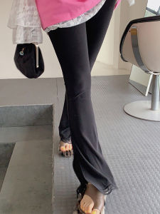 Quần Ống Loe Ren Chắp Vá Mùa Xuân Thu Cho Nữ Quần Ống Rộng Thoải Mái Quần Ống Rộng Màu Đen Quần Ống Rộng Thường Ngày