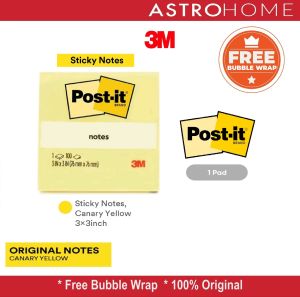 Post It 3M - Memo Tempel Kuning Sticky Notes Canary Yellow 654 3 In x 3 In (1Pad /100 lbr)