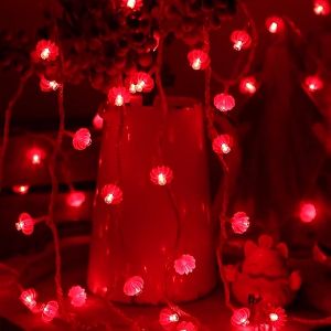 Dây đèn led lồng đèn đỏ may mắn mini trang trí lễ Tết 8 chế độ nháy (cắm điện)