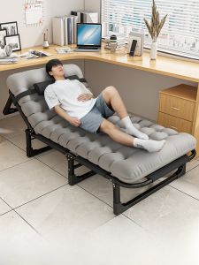 เตียงพับเดี่ยวสำหรับนอนกลางวันในออฟฟิศ เตียงพับแบบพกพาสำหรับนอนหลับในช่วงเที่ยง ที่นอนแบบเรียบง่าย เตียงพับแบบเดินทาง ผ้าไนลอน