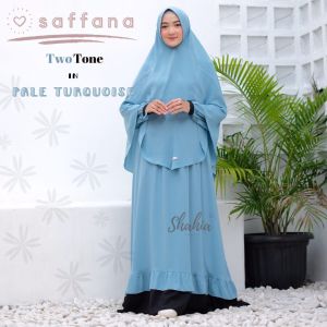 Baju muslim Saffana gamis syari set khimar cadar tali shahia terbaru polos kombinasi bawahan mayung