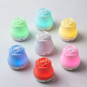 Romantic Rose Night Light Touch Dimmable Rechargeable Bedside Nightlight for Couple Bedroom Dorm Nightstand Valentine Decor