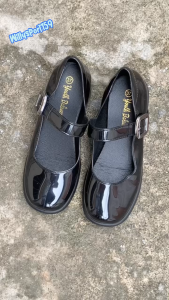 Sepatu Wanita Import Pantofel Wanita Hitam Jelly Motif Glossy Paskibra Fashion Keren