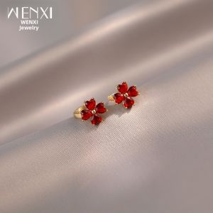 WENXI | Red Clover Earrings for Women