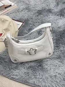 EchoBliss กระเป๋าสะพายไหล่ผู้หญิงสไตล์เกาหลี insy2k ดาวลำลองเรียบง่ายซิป PU กระเป๋าถือ